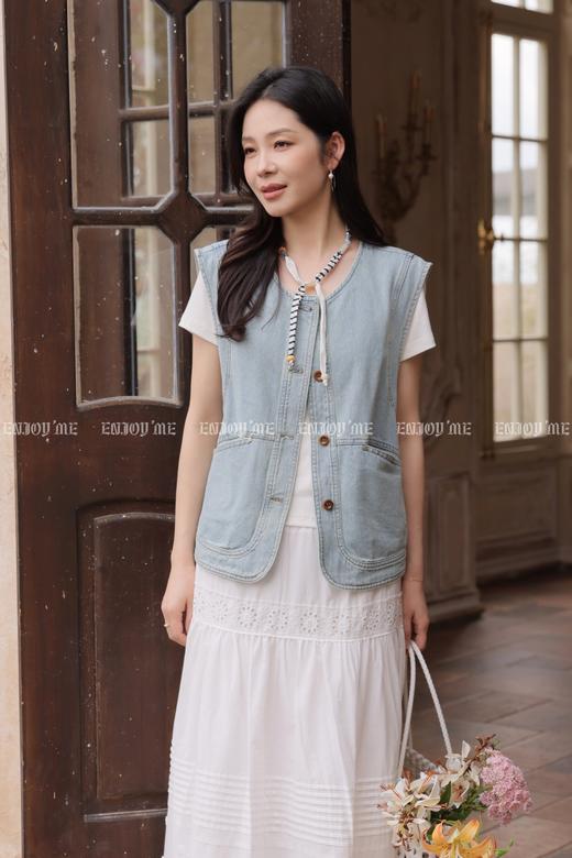 【门店同款】ENJOY夏季复古圆领牛仔马甲 171293397 商品图1