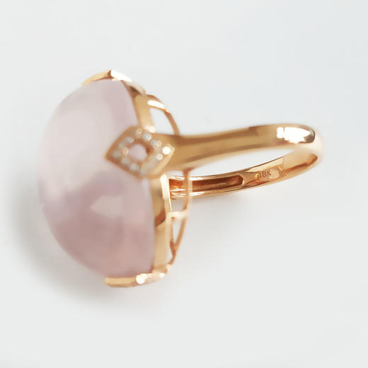 【天然正品】AU750玫瑰金镶钻镶天然近全净体粉色星光芙蓉石戒指16.5号（皆取最大值）141125AH26 商品图2