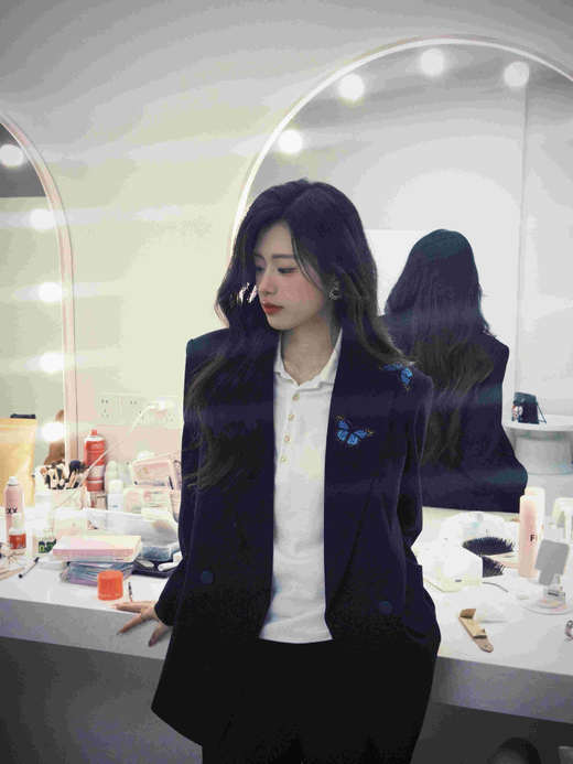 法小曼*子珍原创蝴蝶刺绣高定阔版黑色西装套装女廓形个性重要场合 商品图4