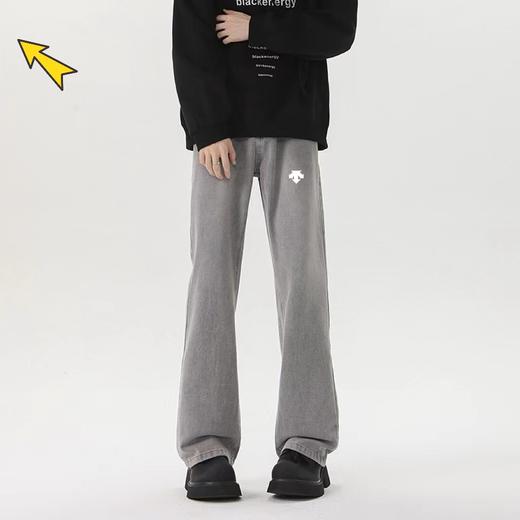 F040754美式潮流直筒弹力宽松休闲新款复古蓝牛仔裤 商品图4