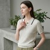 PALUOPO/PL羊毛亚麻混纺坑条 POLO 衫撞色翻领针织短袖ES250951M 商品缩略图4