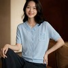 镂空格纹~高级感翻领莱赛尔钩花镂空短袖女气质显瘦针织开衫KSM99696 商品缩略图0