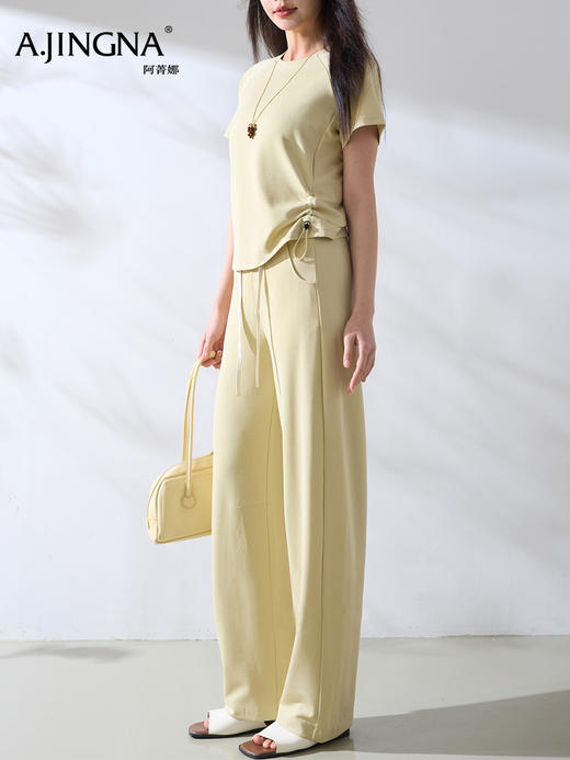 【套装砂洗】阿菁娜春夏新款软糯空气棉套装砂洗工艺柔软挺括透气不闷汗居家外穿皆自在F31X330001 商品图1