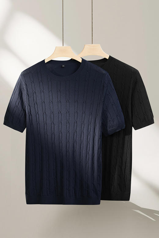 【DPF】大依优型大码男装夏季圆领针织短袖T恤商务休闲百搭上衣男士半袖 商品图5