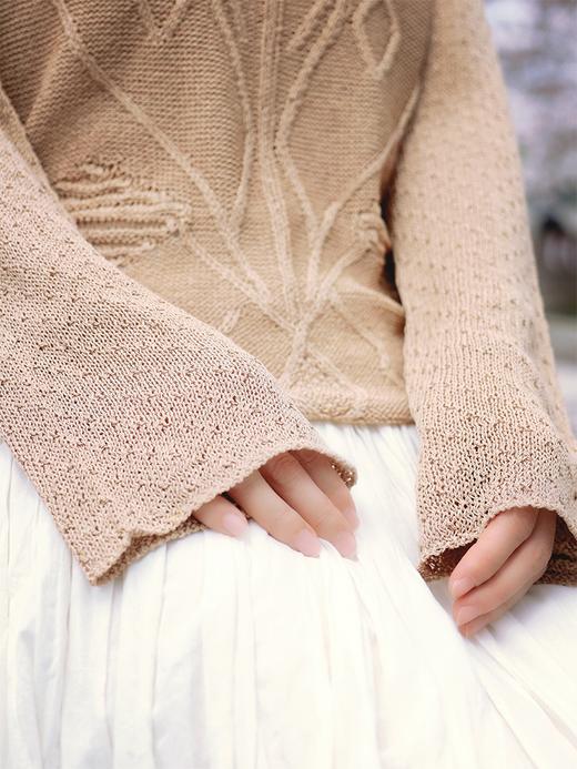 【凉感透气 清爽亲肤 天丝亚麻镂空针织衫】一字领修饰肩颈线条 微喇袖遮肉显瘦 自带氛围感 商品图7