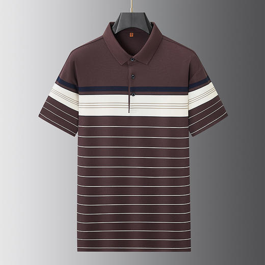 【DWP】大依优型大码男装夏季POLO衫短袖商务休闲条纹上衣棉质爸爸装T恤 商品图3
