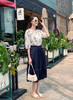 【百图lulu定制】【预售4月21日发】【塞纳河畔套装】仿麻条透气纹针织衫  藏青色A字半身裙 商品缩略图6