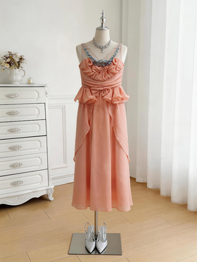 【孤品样衣，不退不换】重工钉钻，荷叶边显白春夏连衣裙