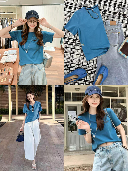 直发 静谧海岛蓝~海岛T恤 百搭简约圆领显瘦短袖【VQJ26033486】 商品图0