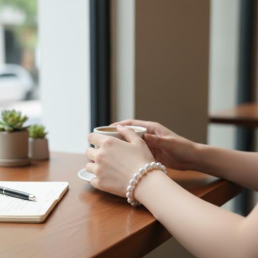 高品正圆爱迪生 9-10mm珍珠手串 强光无瑕 收藏级 [发：53] 商品图4