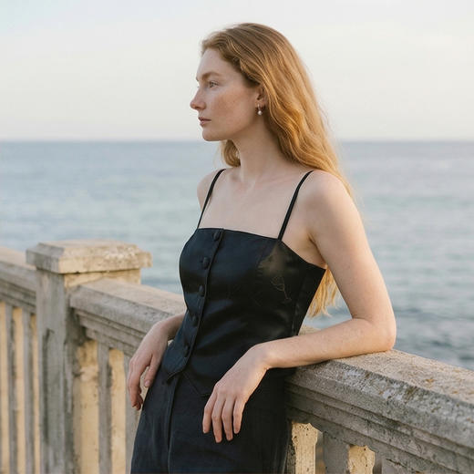 NJP/NOT JUST PAJAMA  City Light系列 提花抹胸真丝马甲上衣（带胸垫）NJP2315 商品图4