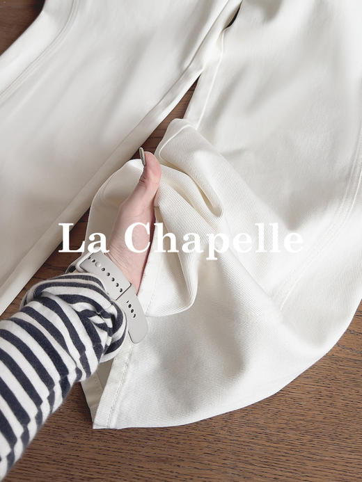 专柜实拍【露丝同款】拉夏贝尔/La Chapelle质感牛仔！复古单扣口袋后撞色标直筒阔腿白色净版牛仔裤 商品图10