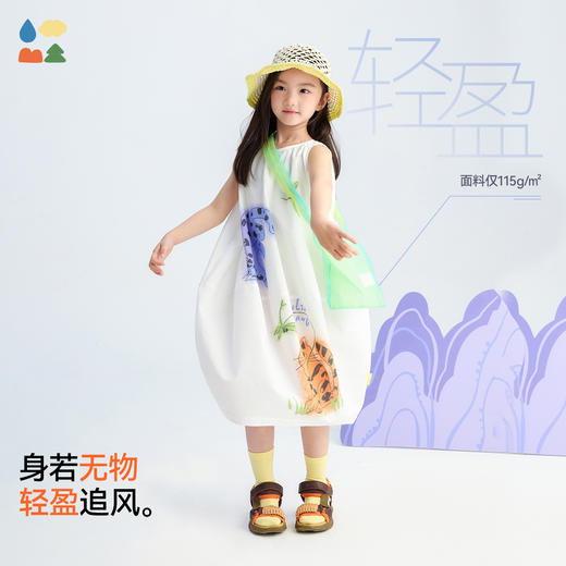 【小童原创插画连衣裙】森林棠26夏款褶皱布轻盈透气无袖宽松印花公主裙42762430 商品图3