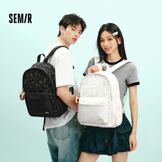 商场同款|森马罗小黑双肩包男时尚印花情侣包2026新款大容量背包 商品图0