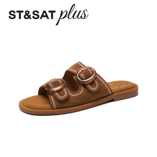 星期六26夏新款百搭柔玳扣平底凉拖SSE2110442 商品图0