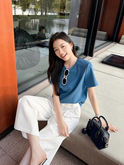 二店y 静谧海岛蓝~海岛T恤 百搭简约圆领显瘦短袖【VQJ26033486】 商品图12