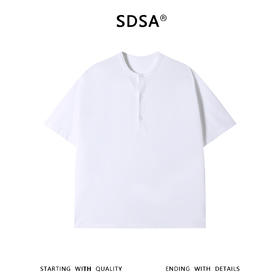 SDSA男装2026新款高贵轻奢韩系简约半纽扣圆领短袖T恤基础款百搭