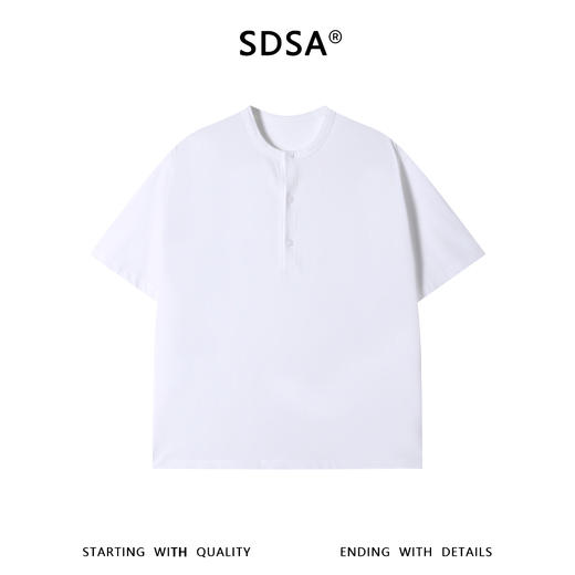 SDSA男装2026新款高贵轻奢韩系简约半纽扣圆领短袖T恤基础款百搭 商品图0