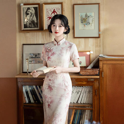 小个子旗袍年轻款少女新款日常连衣裙粉色新中式温柔风旗袍341-1 商品图0