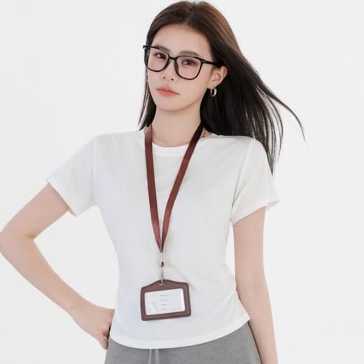 收腰显瘦~【板嫣莱赛尔褶皱正肩T恤】93%莱赛尔+7%氨纶的黄金比例 轻盈透气 吸汗不闷热 高弹力 面料柔滑细腻 上身凉丝丝的 收腰版型藏住小肚腩 修饰腰臀线 商品图2