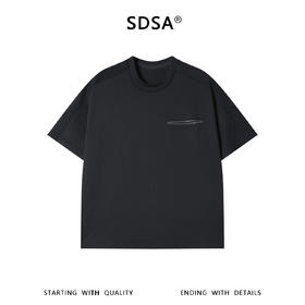 SDSA男装2026新款轻奢极简风口袋圆领短袖T恤后背倒三角设计百搭