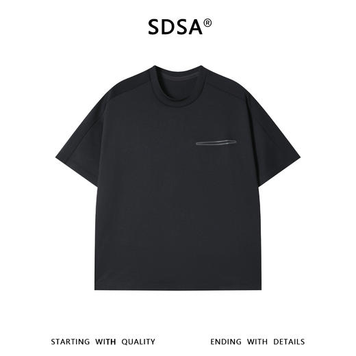SDSA男装2026新款轻奢极简风口袋圆领短袖T恤后背倒三角设计百搭 商品图0