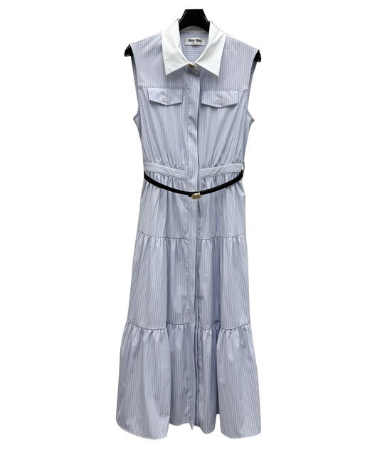 女款拼接条纹无袖连衣裙la017 商品图0