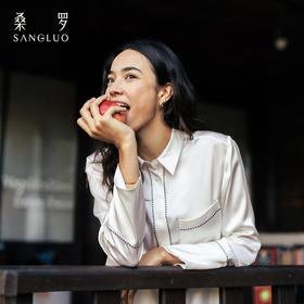 无色纯净』桑罗立领真丝睡衣套装100%桑蚕丝女长袖家居服可外穿