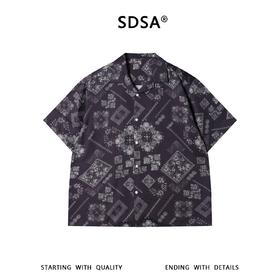 SDSA男装2026新款高贵轻奢复古佩斯利印花衬衫古巴领宽松短袖