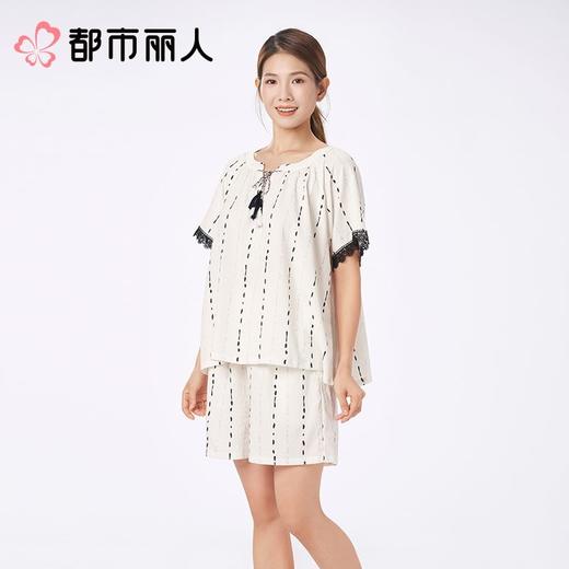 都市丽人睡衣女士睡衣薄家居服软绵绵印花睡衣女士软绵绵短袖套装女装短袖短裤LHC2B7 商品图1