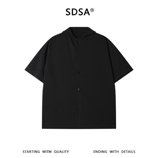 SDSA男装2026新款高贵轻奢韩版简约纽扣纯色连帽短袖衬衫百搭休闲 商品图0