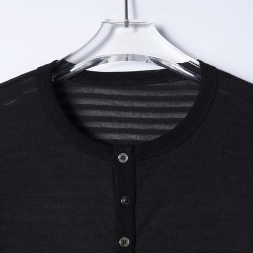 SDSA男装2026新款高贵轻奢半纽扣亨利领长袖T恤宽松圆领休闲上衣 商品图1