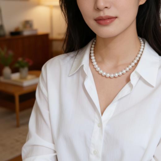 【小极光】正圆无瑕 淡水珍珠项链 纯银扣 主推 经典百搭 尺寸：6-7mm [发：21] 商品图5