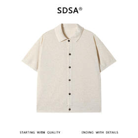 SDSA男装2026新款高贵轻奢简约日系纽扣翻领针织短袖T恤百搭时尚