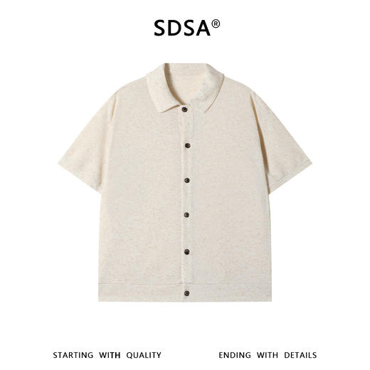 SDSA男装2026新款高贵轻奢简约日系纽扣翻领针织短袖T恤百搭时尚 商品图0