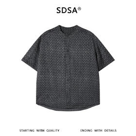 SDSA男装2026新款高贵轻奢新中式复古肌理暗纹短袖衬衫百搭时尚