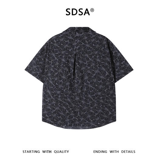 SDSA男装2026新款高贵轻奢日系简约满印植物花卉短袖衬衫百搭休闲 商品图1