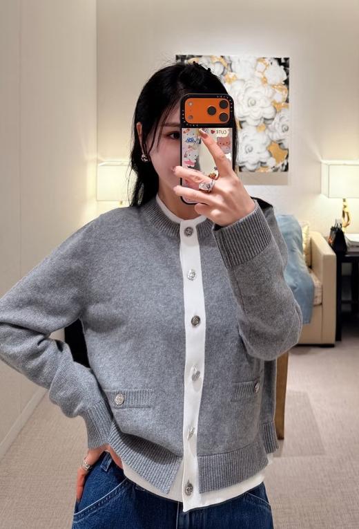 女款拼色针织开衫毛衣hu025 商品图3