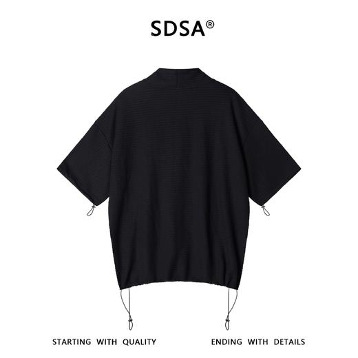SDSA男装2026新款华夫格新中式盘扣抽绳短袖T恤宽松立领休闲上衣 商品图4