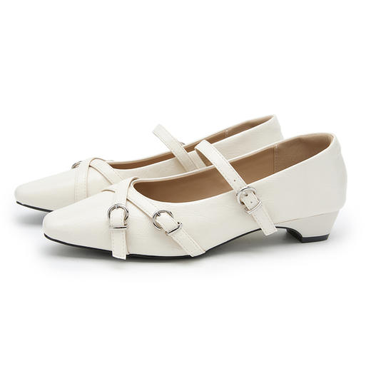 西遇厚底玛丽珍鞋女2026春季新款猫跟软面小皮鞋方头交叉带单鞋子V0566333 商品图4