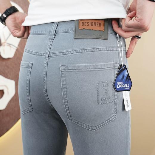 轻奢纯色莱赛尔+棉夏季薄款复古舒适修身直筒百搭牛仔裤    KDZC-K26116 商品图4