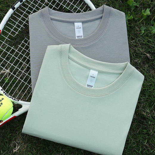 短袖圆领功能兔子纱户外运动系列45S长绒棉抗菌小落肩宽松款T恤   HLS-GY86001# 商品图2