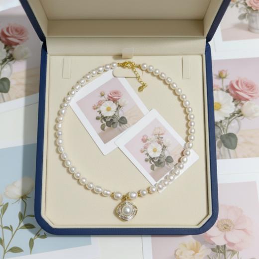 轻奢极简 7mm淡水珍珠满钻吊坠 锁骨链 毕业季礼物 [发：79] 商品图8