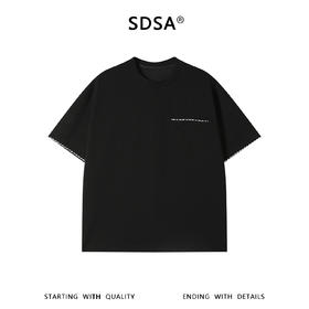 SDSA男装2026新款高贵轻奢明线装饰口袋短袖T恤宽松圆领休闲上衣
