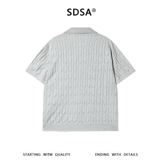 SDSA男装2026新款高贵轻奢老钱风针织纽花海鸥领短袖T恤百搭休闲 商品图4