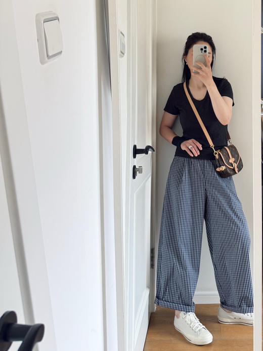 26夯货！夏+薄款｜撞色抽绳松紧腰格纹 茧型裤【包邮+三天无理由退换】 商品图4