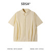 SDSA男装2026新款高贵轻奢日系简约纯色下摆褶皱翻领短袖衬衫百搭 商品缩略图0