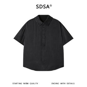 SDSA男装2026新款高贵轻奢设计感竖纹肌理翻领短袖衬衫百搭上衣