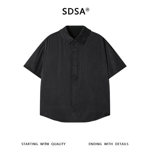 SDSA男装2026新款高贵轻奢设计感竖纹肌理翻领短袖衬衫百搭上衣 商品图0