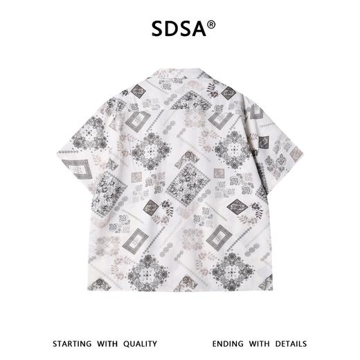 SDSA男装2026新款高贵轻奢复古佩斯利印花衬衫古巴领宽松短袖 商品图4